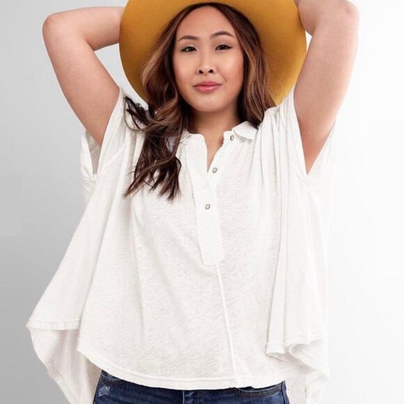 Free people Low Down Henley Top white sz M - Picture 3 of 9